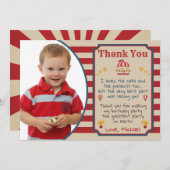 写真とサーカスカーニバル誕生日サンキューカード 招待状 (正面/裏面)