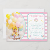 写真とサーカスカーニバル誕生日サンキューカード 招待状 (正面)