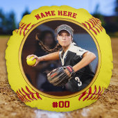 写真とシニアソパーソナライズされたフトボールギフトアイディア ラウンドクッション