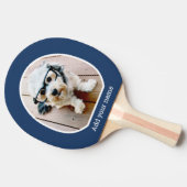 写真とシンプル文字フレーム – モダンネイビーホワイト 卓球ラケット (横)