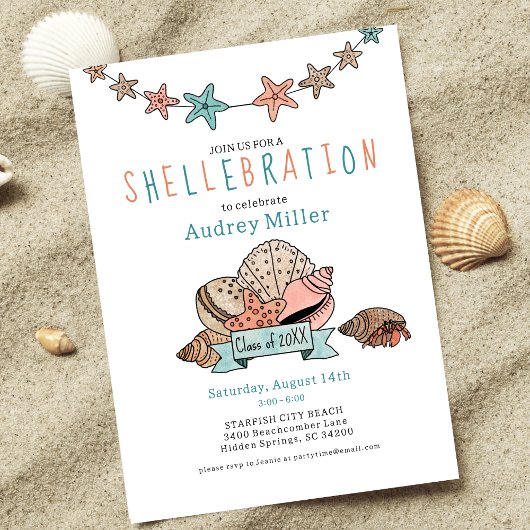 写真とシーシェル遠くにグラッドパーティー 招待状