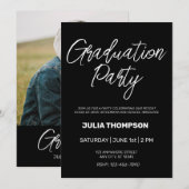 写真とスクリプト タイポグラフィー 卒業パーティー 招待状 (正面/裏面)