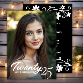 写真とスタイリッシュ1年の卒業式 招待状