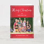写真とスノーフレークのクリスマスグリーティングカード シーズンカード (正面)