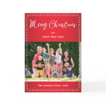 写真とスノーフレークのクリスマスグリーティングカード