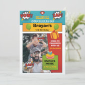 写真とスーパーヒーローの誕生日の招待状 招待状 (スタンド正面)