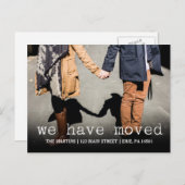 写真とタイプライターで新しいアドレスを文字 案内ポストカード (正面/裏面)