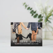 写真とタイプライターで新しいアドレスを文字 案内ポストカード (スタンド正面)