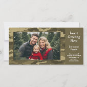 写真とタン迷彩柄軍隊テーマホリデーカード (正面)