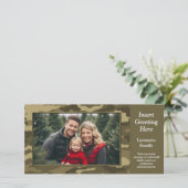 写真とタン迷彩柄軍隊テーマホリデーカード (スタンド正面)