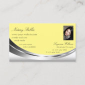 写真とダイヤモンドで目を引くシルバーイエロー 名刺 (裏面)