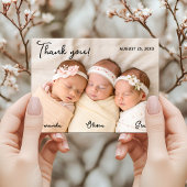 写真とトリプレットベビーガールズサンキューカード 案内状