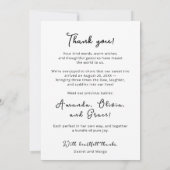 写真とトリプレットベビーガールズサンキューカード 案内状 (裏面)