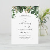 写真とトロピカルエレガントな結婚式の招待状 招待状 (スタンド正面)