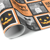 写真とハッピーハローウィンカボチャカスタムの挨拶 ラッピングペーパー (ロールコーナー)