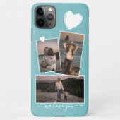 写真とハートオンライトターコイズティール(緑がかった色)青 iPhoneケース (裏面)