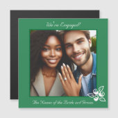 写真とバラグリーン婚約発表カード (正面/裏面)