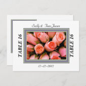 写真とバラテーブル番号カードテンプレート ポストカード (正面/裏面)