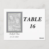 写真とバラテーブル番号カードテンプレート ポストカード (裏面)