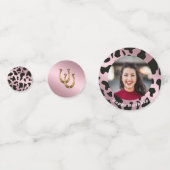 写真とバラ金ゴールド馬蹄付きブラックカウスポット コンフェッティ (正面)