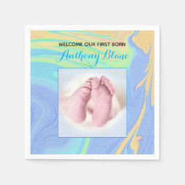 写真とパステルとブルー「Sip and See」 スタンダードカクテルナプキン