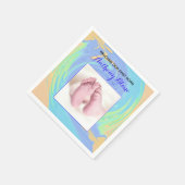 写真とパステルウェルカム生まれファースト スタンダードカクテルナプキン (角)