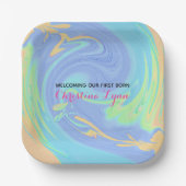 写真とパステル生まれたばかりのとピンク ペーパープレート (正面)