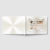 写真とパーソナライズされたアイボリーの結婚ゲストブック ゲストブック (全面)