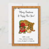 写真とパーソナライズされたカウボーイをテーマにしたクリスマス カード (正面)