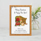 写真とパーソナライズされたカウボーイをテーマにしたクリスマス カード (スタンド正面)