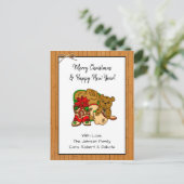 写真とパーソナライズされたカウボーイをテーマにしたクリスマス ポストカード (スタンド正面)