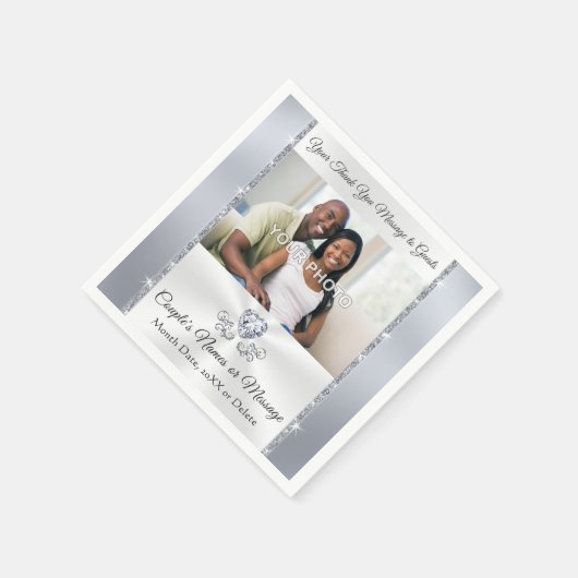 写真とパーソナライズされたカクテル結婚・ナプキン スタンダードカクテルナプキン (角)