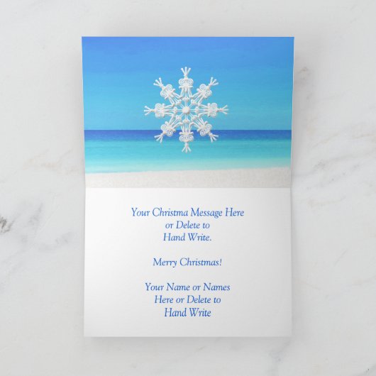 写真とパーソナライズされたトロピカルなクリスマスカード カード (内部)