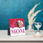 写真とパーソナライズされたフローラ「MOM」のハート フォトプラーク (インサイチュ)