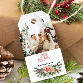 写真とパーソナライズされた名前かわいいメリークリスマス ギフトタグ