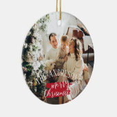 写真とパーソナライズされた名前クリスマス セラミックオーナメント (右)