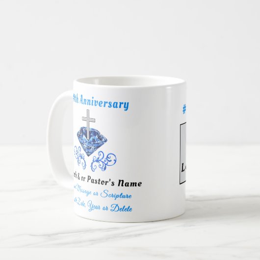 写真とパーソナライズされた教会の記念日の贈り物 コーヒーマグカップ (正面左)