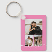 写真とパーソナライズされた文字の写真コラージュ キーホルダー (正面)
