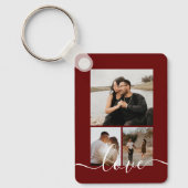 写真とパーソナライズされた文字の写真コラージュ キーホルダー (正面)