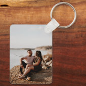 写真とパーソナライズされた文字の写真コラージュ キーホルダー (裏面)
