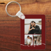 写真とパーソナライズされた文字の写真コラージュ キーホルダー (正面)