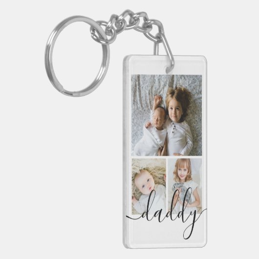 写真とパーソナライズされた文字の写真コラージュ キーホルダー (正面左)