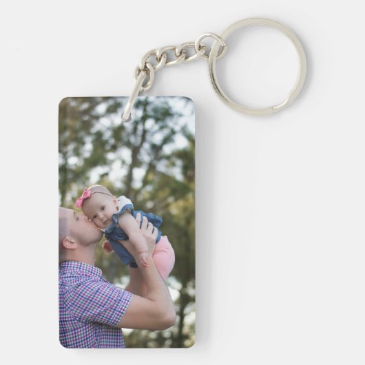 写真とパーソナライズされた文字の写真コラージュ キーホルダー (裏面)