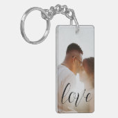 写真とパーソナライズされた文字の写真コラージュ キーホルダー (正面左)