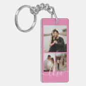 写真とパーソナライズされた文字の写真コラージュ キーホルダー (正面左)