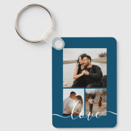 写真とパーソナライズされた文字の写真コラージュ キーホルダー