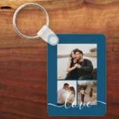 写真とパーソナライズされた文字の写真コラージュ キーホルダー (正面)