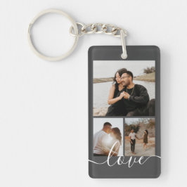 写真とパーソナライズされた文字の写真コラージュ キーホルダー