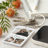 写真とパーソナライズされた文字の写真コラージュ キーホルダー (正面右)