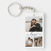 写真とパーソナライズされた文字の写真コラージュ キーホルダー (正面)